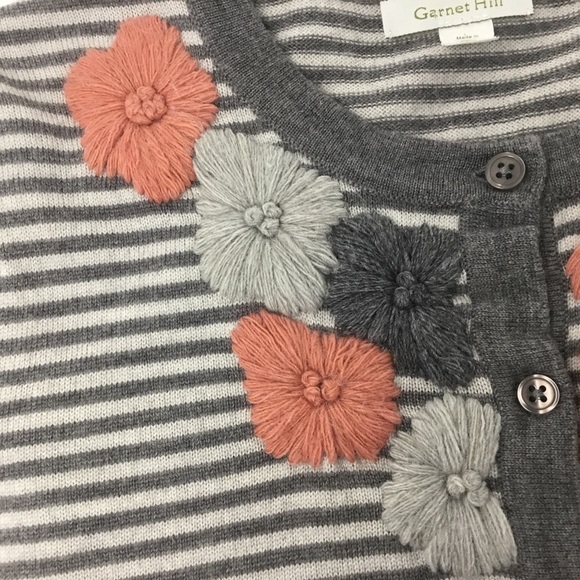 Garnet Hill Floral Embroidered Marino Wool Cardigan - Picture 5 of 10